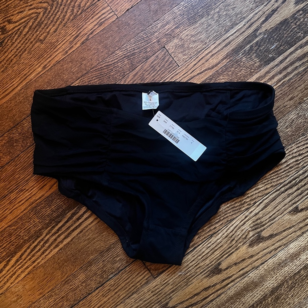 NWT J.Crew Black Mesh Ruched High Waisted Bikini Bottoms Sz S